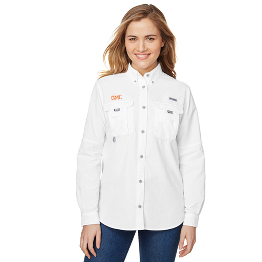 Ladies Columbia PFG Bahama Long Sleeve Shirt - Orange Logo