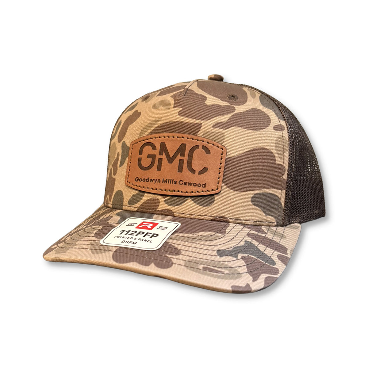 Richardson 112 Camo Hat with Leather Patch
