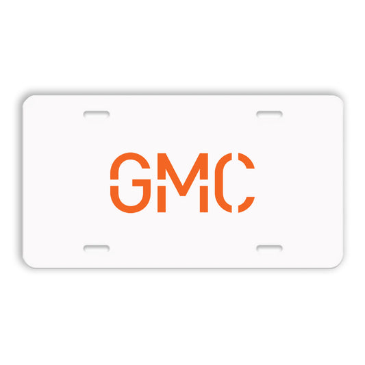 GMC Metal License Plates - White